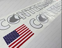 Contender Boat Logo USA Flag White/Gray Decals Set of 2 x 32"